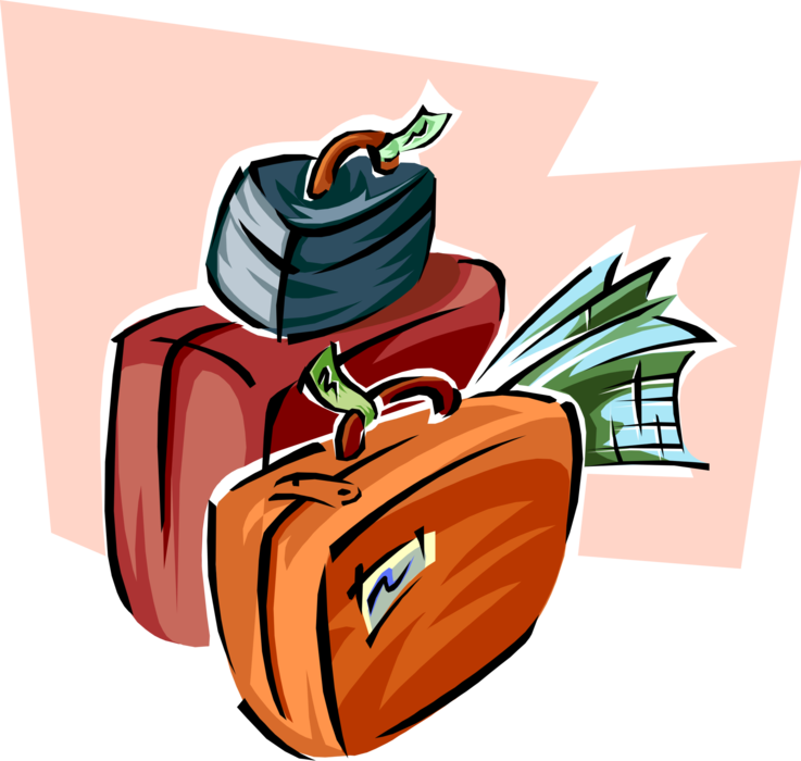 Vector Illustration of Traveler's Baggage or Luggage Suitcase