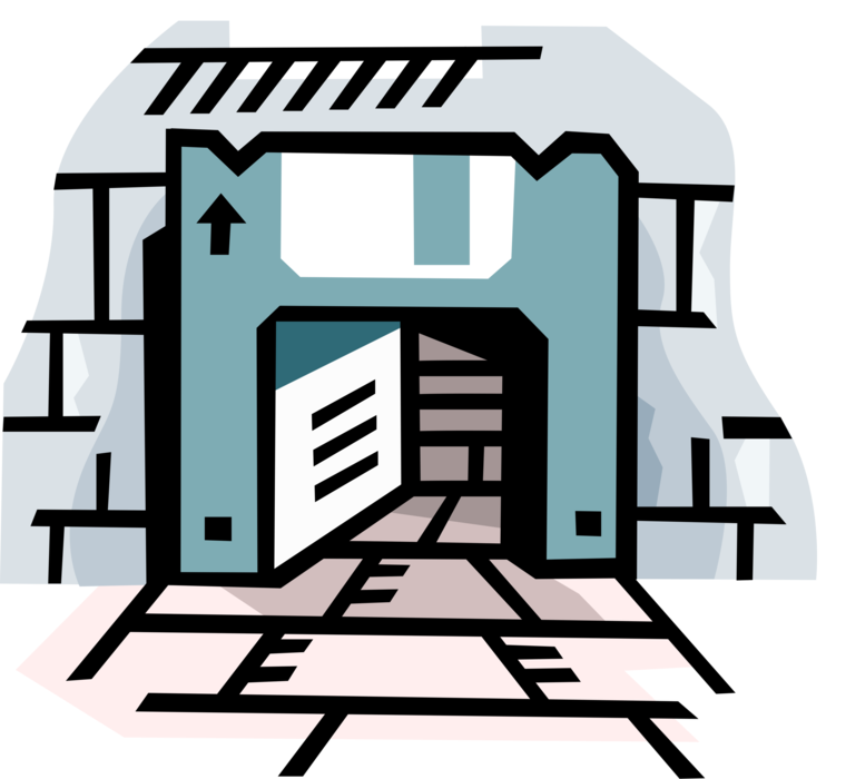 Vector Illustration of Computer Data Storage Disk As Doorway