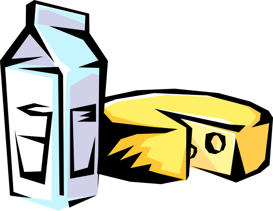 Vector Illustration of Dairy Milk and Cheese