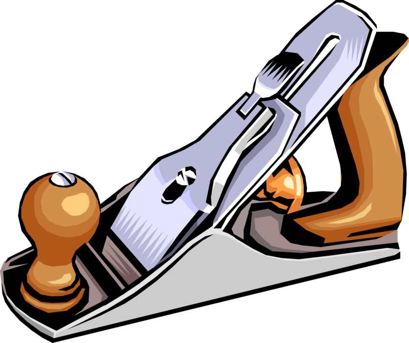 Vector Illustration of Wood Plane Carpentry Tool for Shaping Wood