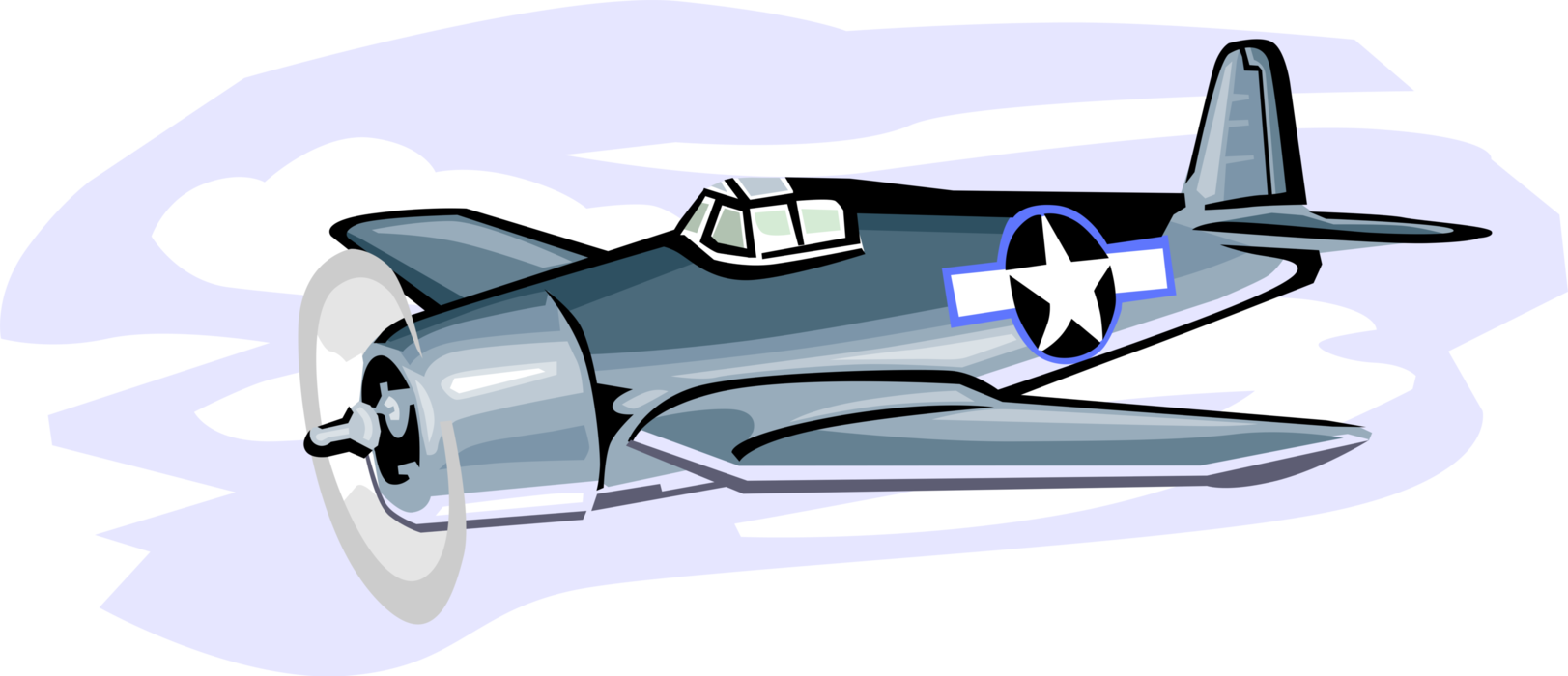Vector Illustration of Second World War United States Navy USN Grumman F4F Wildcat Carrier-Based Fighter Aircraft