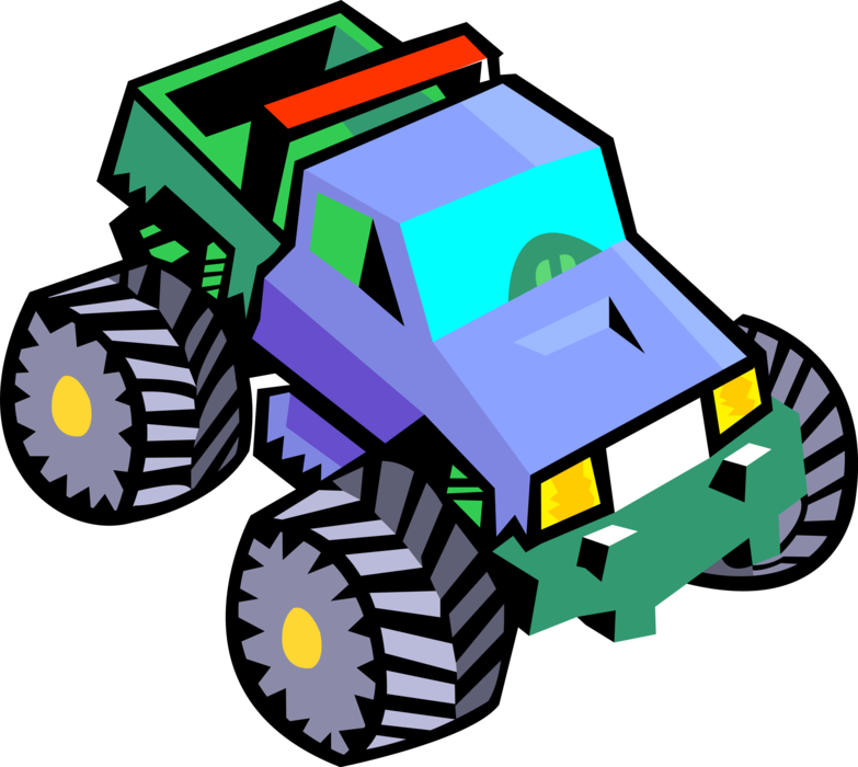 Vector Illustration of Monster Truck with Big Wheels Vehicle