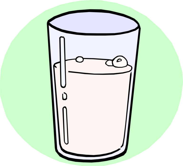 Vector Illustration of Glass of Fresh Cold Dairy Milk