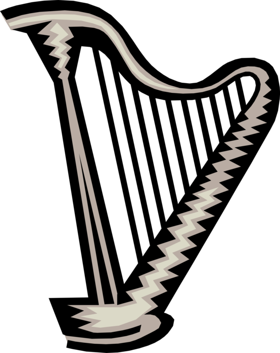 Vector Illustration of Harp Stringed Musical Instrument