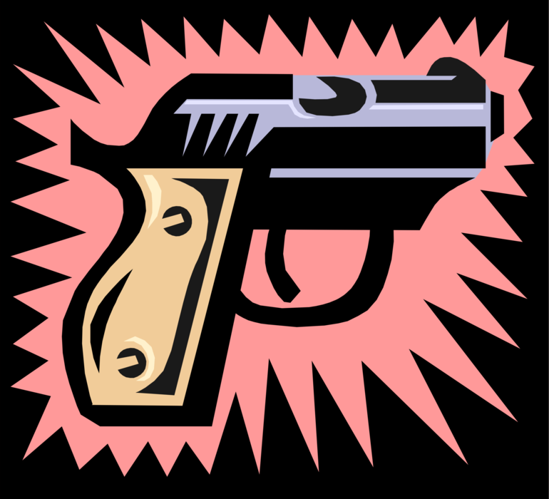 Vector Illustration of Handgun Handheld Firearm Weapon Gun