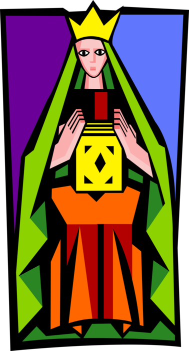 Vector Illustration of Tarot Card Major Arcana Queens Represent Emotional Maturity, Composure and Control