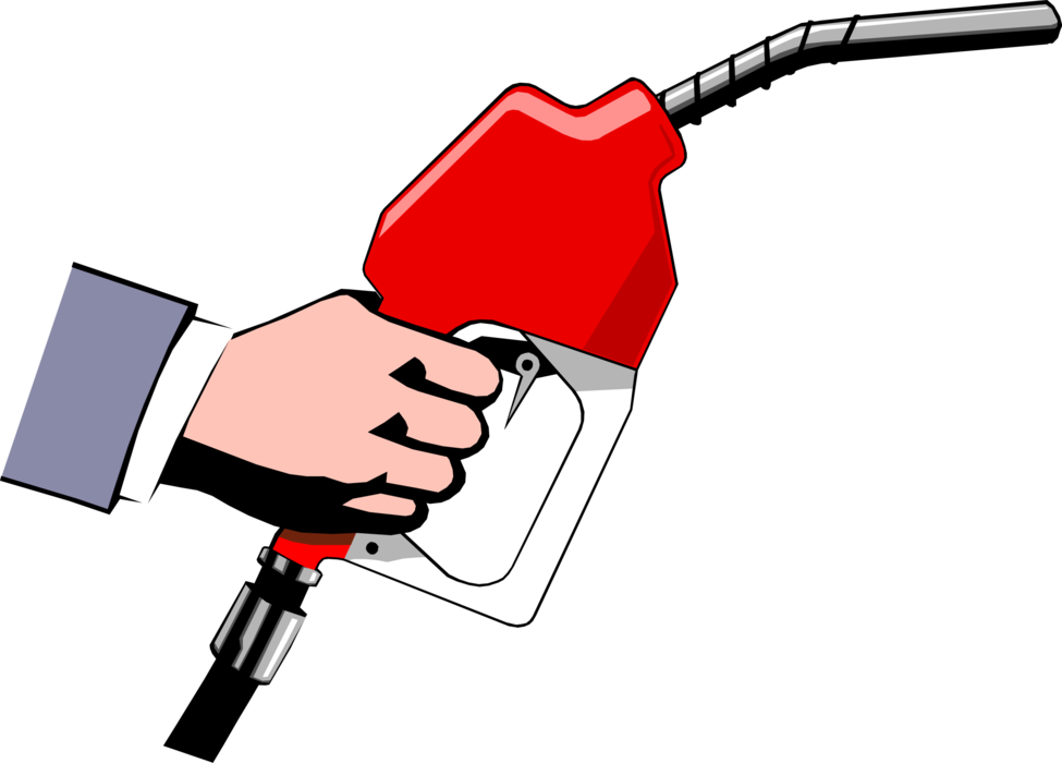 Vector Illustration of Fossil Fuel Petroleum Gas Service Station Gasoline Pump with Hose and Nozzle