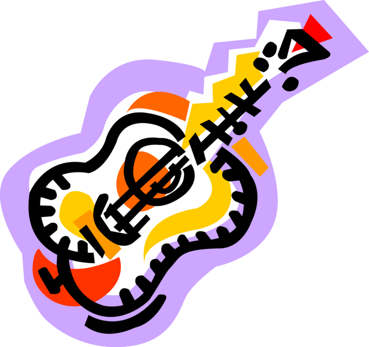 Vector Illustration of Acoustic Guitar Stringed Musical Instrument