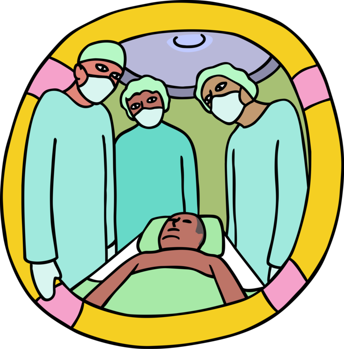 Vector Illustration of Health Care Medical Health Care Professional Doctor Physicians with Patient Awaiting Surgery