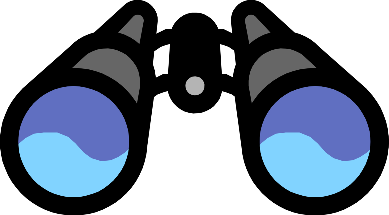 Vector Illustration of Binoculars, Field Glasses or Binocular Telescopes Produce Three-Dimensional Image