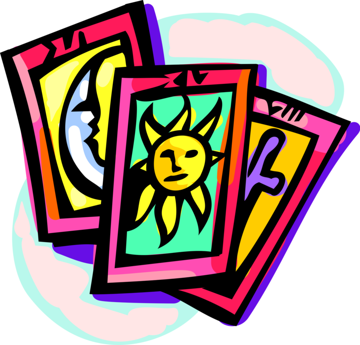 Vector Illustration of Tarot Playing Cards used by Mystics and Occultists for Divination