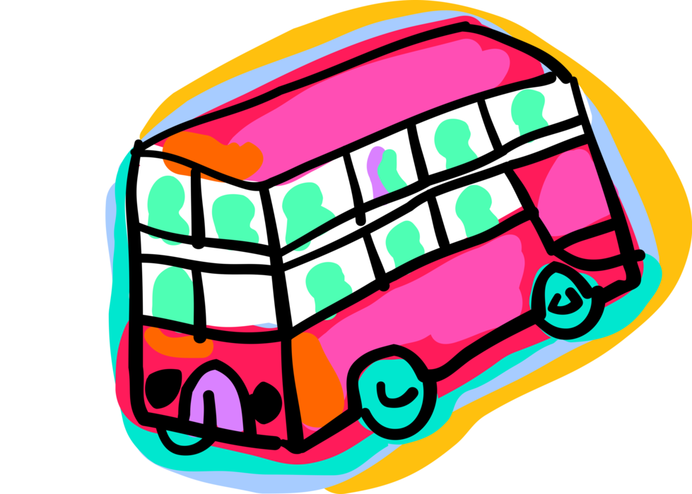 Vector Illustration of Double-Decker Public Transport Passenger Bus used in United Kingdom