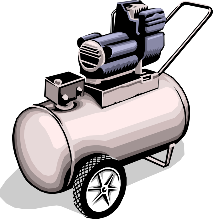 Vector Illustration of Air Compressor Converts Power into Energy Stored as Pressurized Air