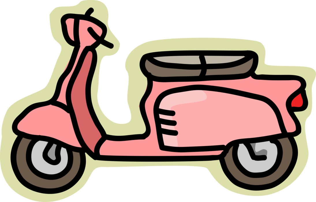 Vector Illustration of Motor Scooter Motorcycle with Step-Through Frame