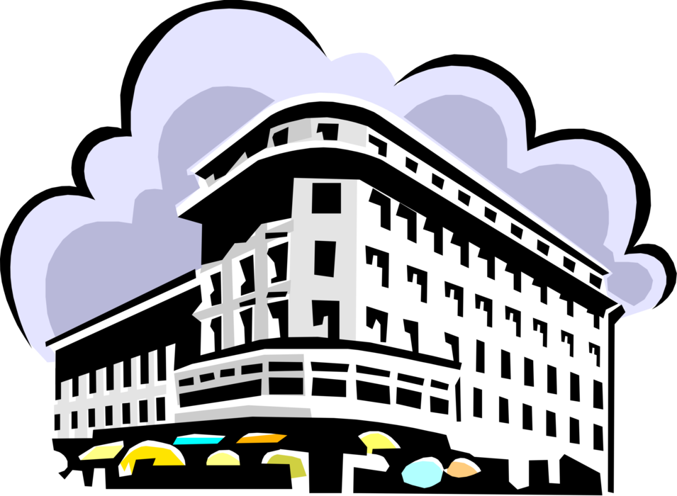 Vector Illustration of Vacation Holiday Resort Hotel Building