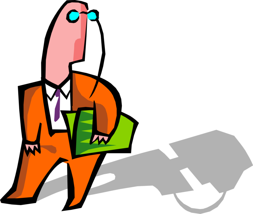 Vector Illustration of Suspicious Man Looking Over His Shoulder