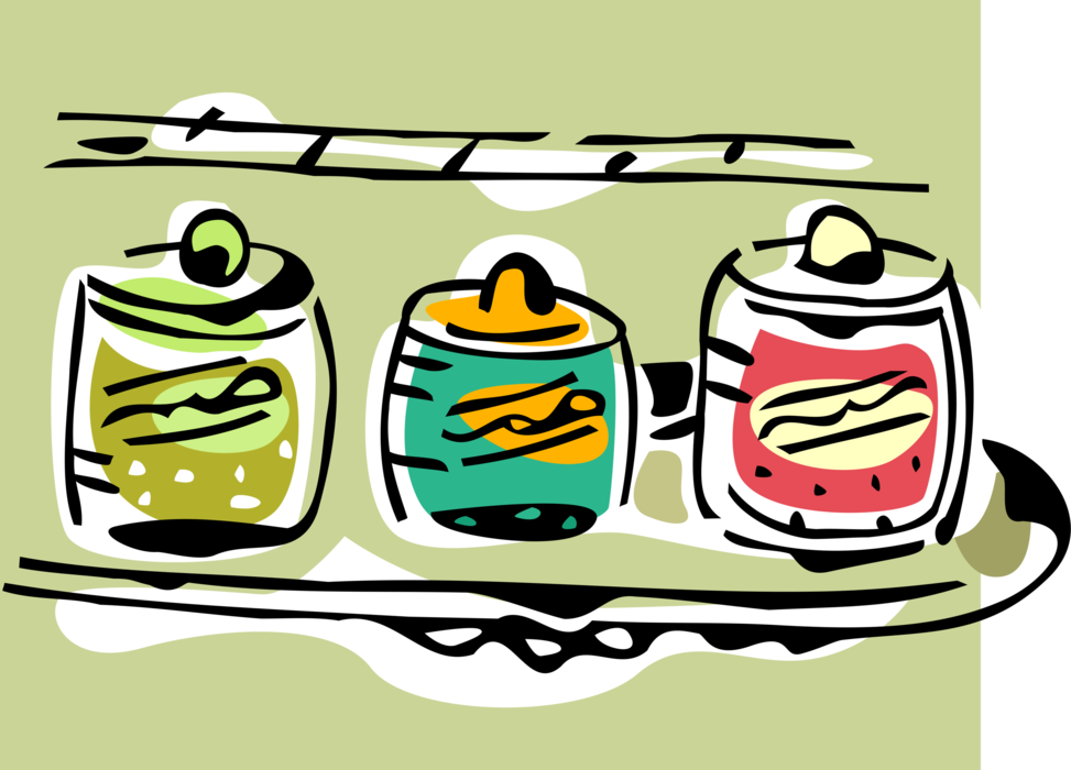 Vector Illustration of Food Condiments in Jars