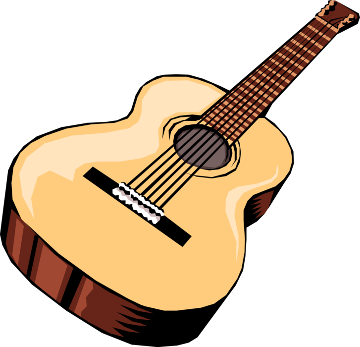 Vector Illustration of Acoustic Guitar Stringed Musical Instrument