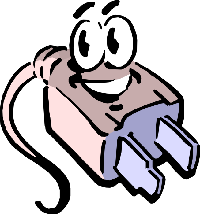Vector Illustration of Anthropomorphic Electrical Cord Plug