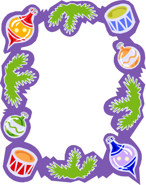 Vector Illustration of Festive Season Christmas Ornament Frame Border