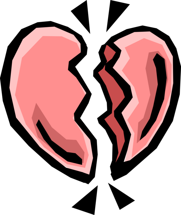 Vector Illustration of Broken Heart the Result of Intimate Relationship Breakup