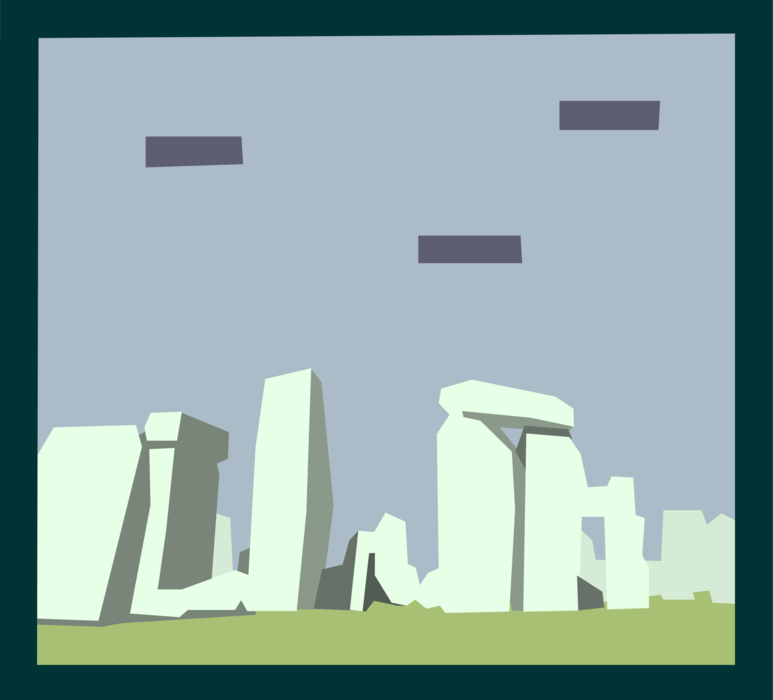 Vector Illustration of Stonehenge Standing Stones Neolithic and Bronze Age Monument, Wiltshire, England, United Kingdom