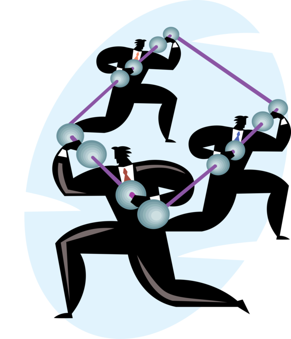 Vector Illustration of Businessmen Gain Strength Through Teamwork and Collaboration