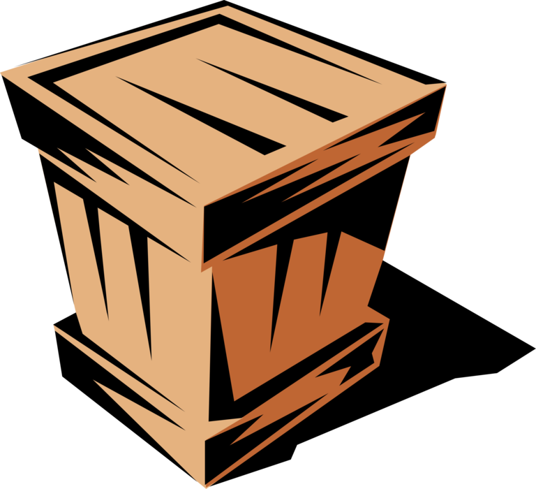 Vector Illustration of Wooden Shipping Crate Box Shipment 