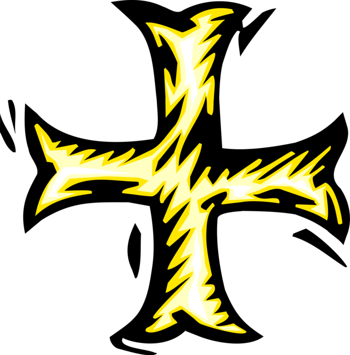 Vector Illustration of Cercelée Heraldic Cross Religious Symbol of Christianity
