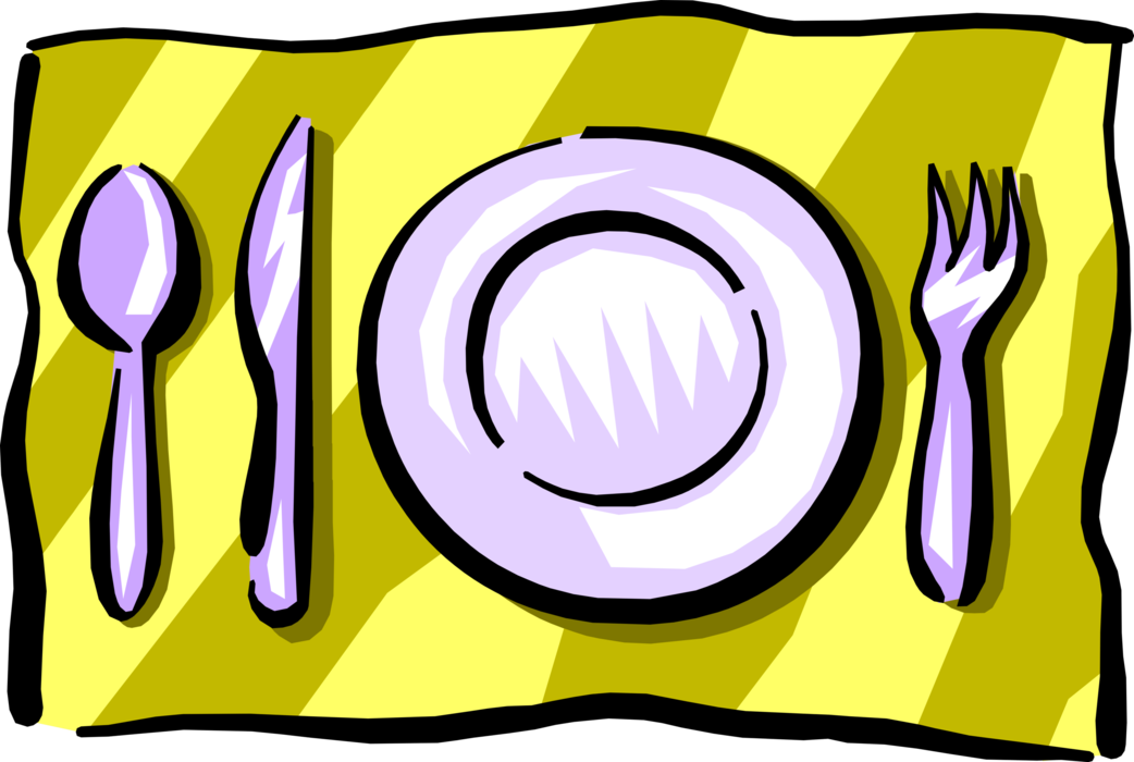 Vector Illustration of Dinner Place Setting with Knife, Fork and Spoon