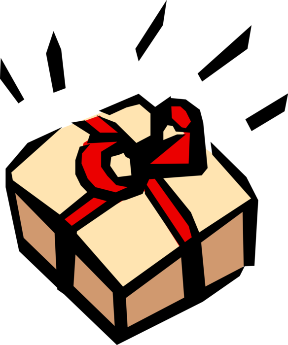 Vector Illustration of Gift Present with Red Ribbon and Bow