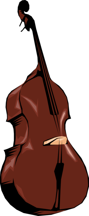 Vector Illustration of Bass Violin or Double Bass Bowed Symphony Orchestra Musical String Instrument