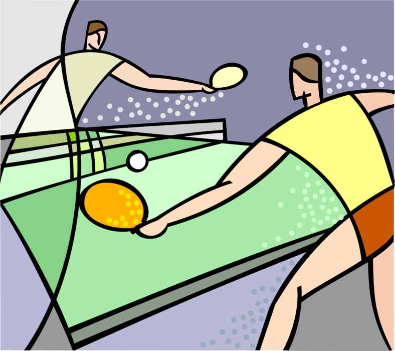 Vector Illustration of Racket Sport Table Tennis Ping Pong Players Play Game