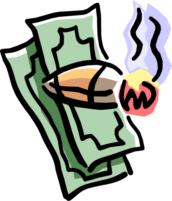 Vector Illustration of Money High-Roller's Cigar with Wad of Cash