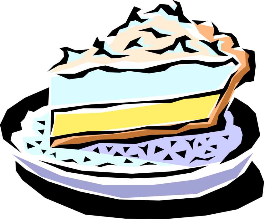 Vector Illustration of Slice of Lemon Meringue Pie Dessert