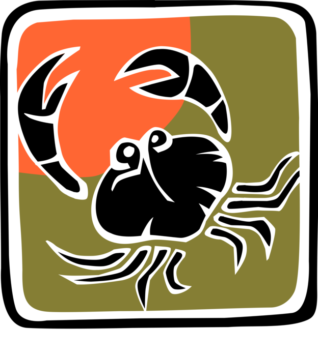 Vector Illustration of Decapod Marine Crustacean Crab with Claws