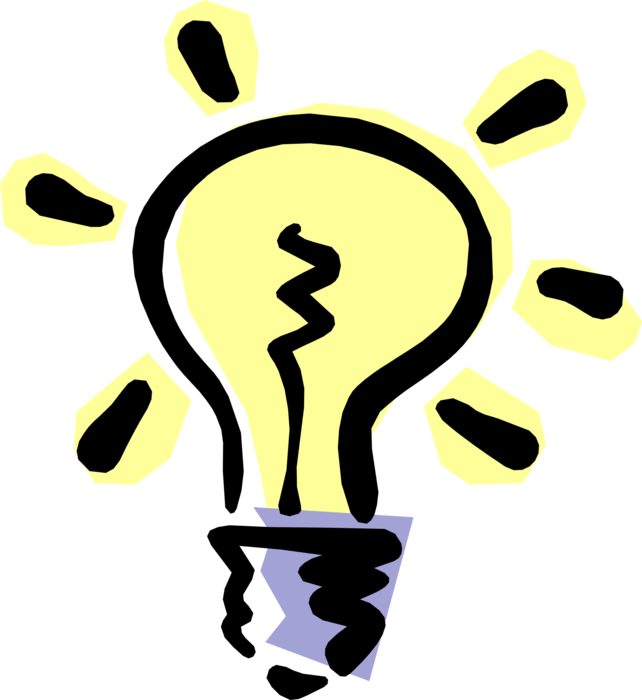 Vector Illustration of Electric Light Bulb Symbol of Invention, Innovation, Inspiration and Good Ideas