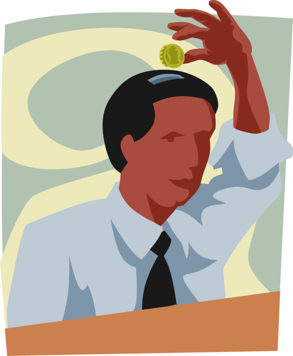 Vector Illustration of Businessman with Coin Slot in His Head