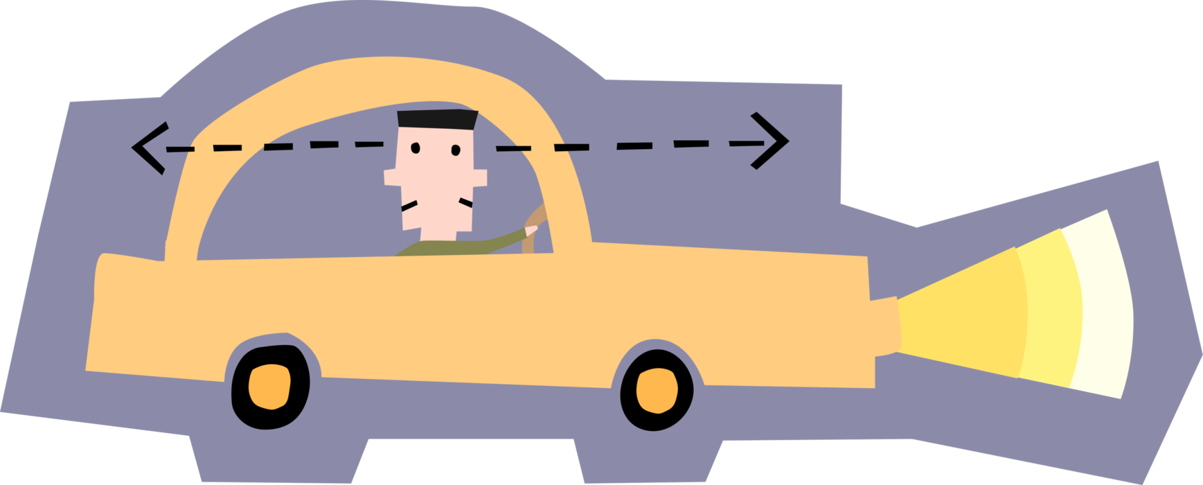 Vector Illustration of Alert Driver Driving Automobile Car Looks in All Directions