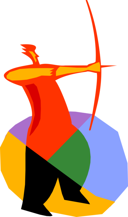 Vector Illustration of Archer with Archery Bow and Arrow