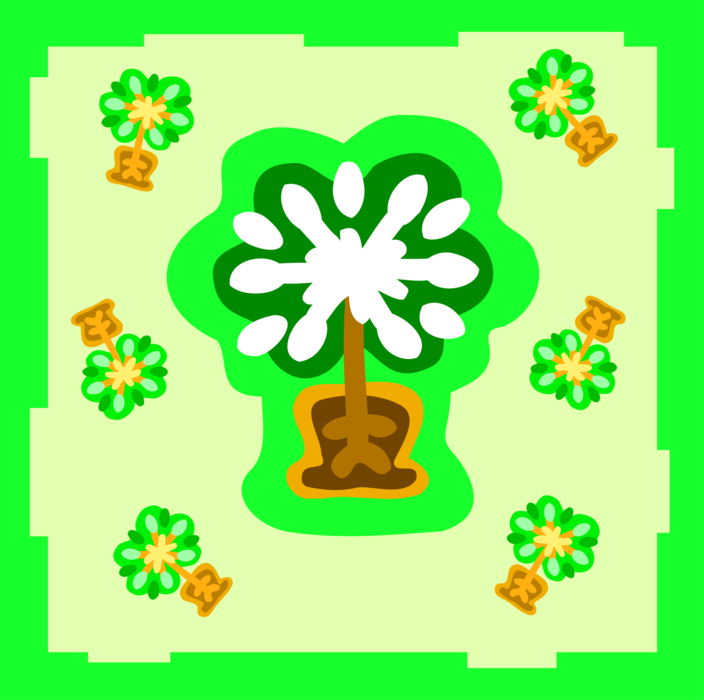 Vector Illustration of Potted Garden Tree