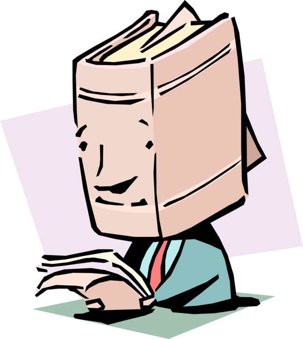 Vector Illustration of A Walking Book Idiom Businessman Thinks He is Pretty Pretty Smart