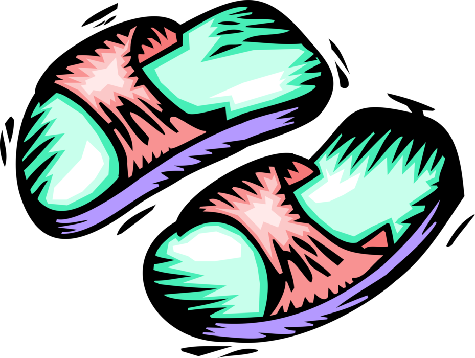 Vector Illustration of Sandals, Thong Flip-Flops or Casual Wear Beach Shoes Footwear