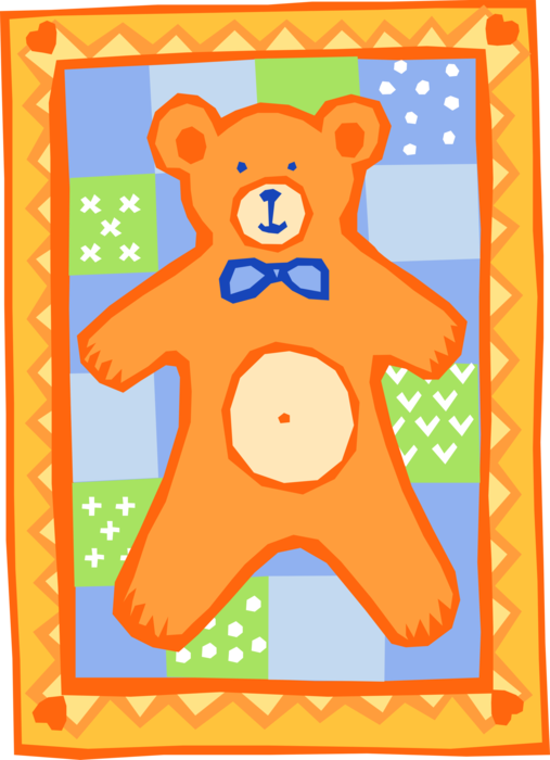Vector Illustration of Child's Teddy Bear Quilt