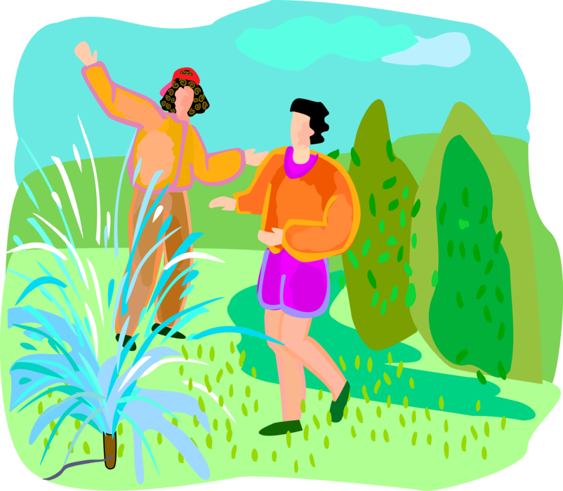 Vector Illustration of Children Playing in Water Sprinkler