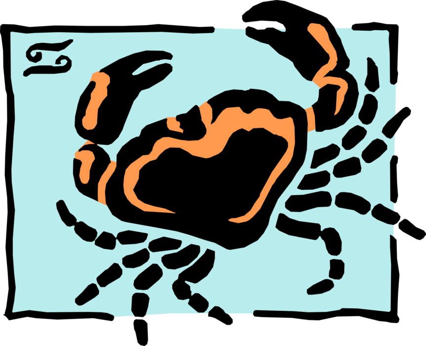 Vector Illustration of Astrological Horoscope Astrology Signs of the Zodiac - Water Sign Cancer The Crab