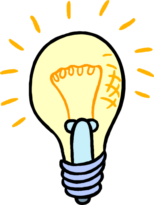 Vector Illustration of Electric Light Bulb Symbol of Invention, Innovation, Inspiration and Good Ideas