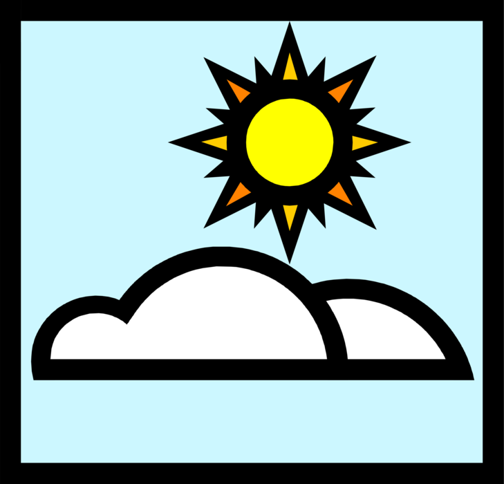 Vector Illustration of Weather Forecast Sun and Clouds