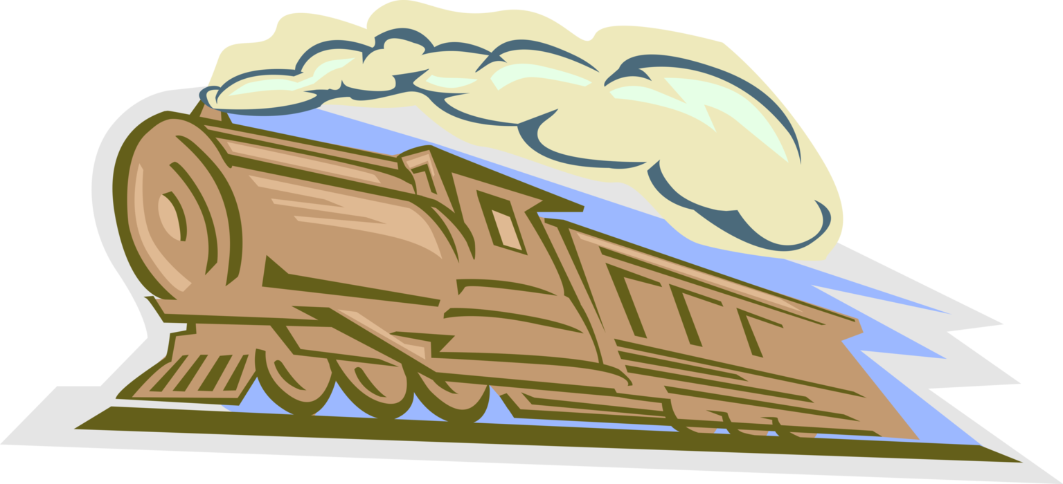 Vector Illustration of Railroad Rail Transport Speeding Locomotive Railway Train