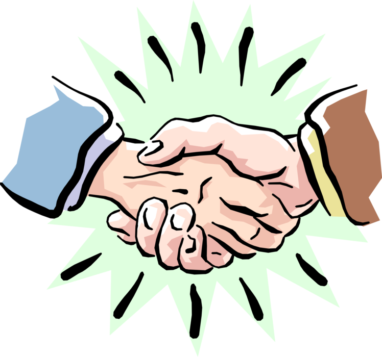 Vector Illustration of Shaking Hands in Handshake of Introduction Greeting or Agreement